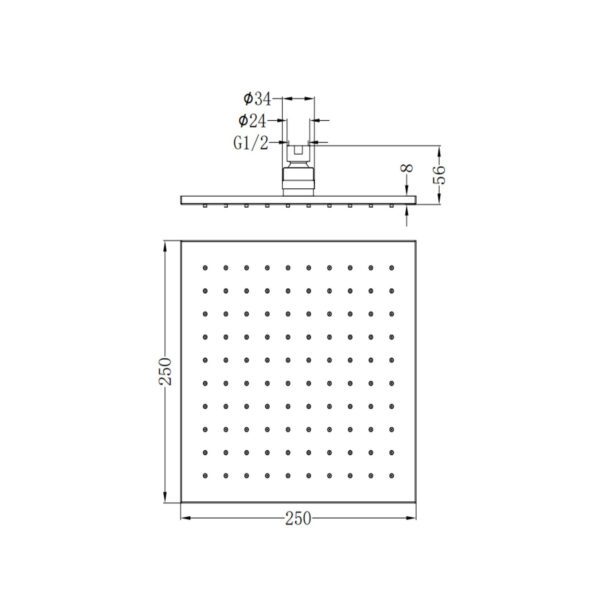 250MM SQUARE SHOWER HEAD [LUME-17]