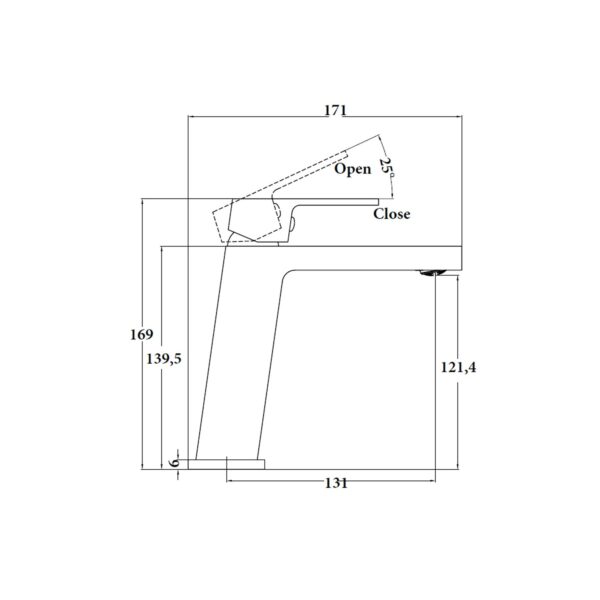 BASIN MIXER WITH ANGLE SPOUT [MINDY-01]