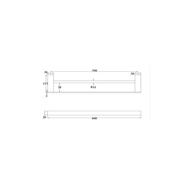 DOUBLE TOWEL RAIL 600mm [MINDY-12]