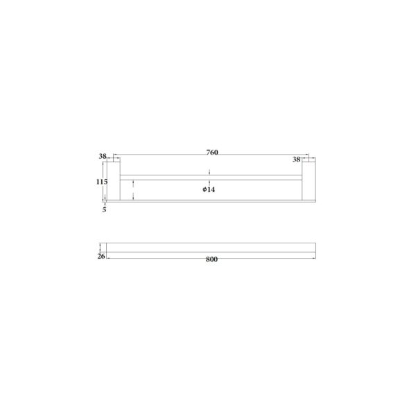 DOUBLE TOWEL RAIL 800mm [MINDY-14]