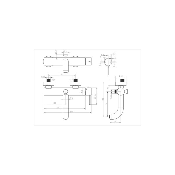 SET BATHTUB SHOWER MIXER WITH SPOUT, SHOWER HOSE & HANDSHOWER [MUSA 21-22]