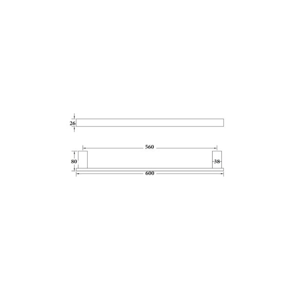 SINGLE TOWEL RAIL 600mm [MINDY-11]
