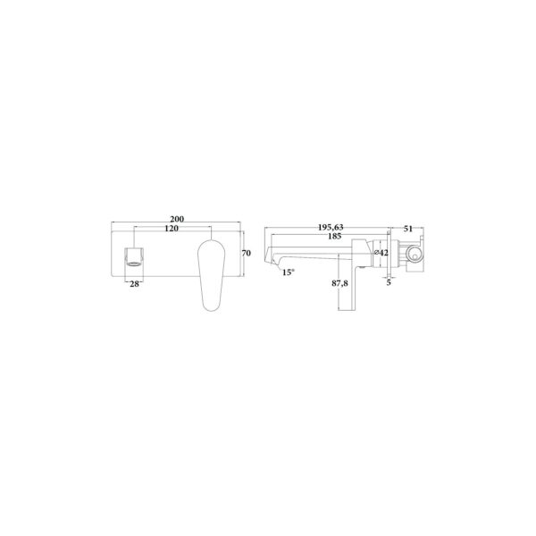 WALL BASIN/BATH MIXER WITH SPOUT [BIANCO-04]