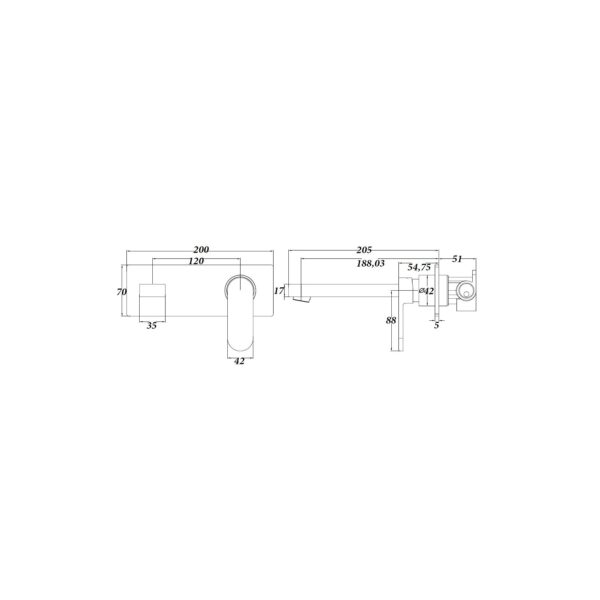 WALL BASIN/BATH MIXER WITH SPOUT [GABI-04]