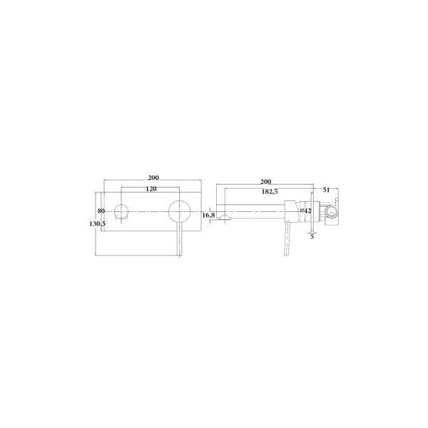 WALL BASIN/BATH MIXER WITH STRAIGHT SPOUT [GILDA-06]