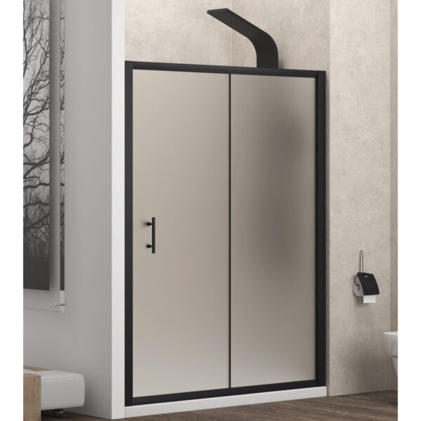 Kabinë dushi mur më mur Flora 500 S-10A 130x190 Nero me kristal akulli Nano 6 mm