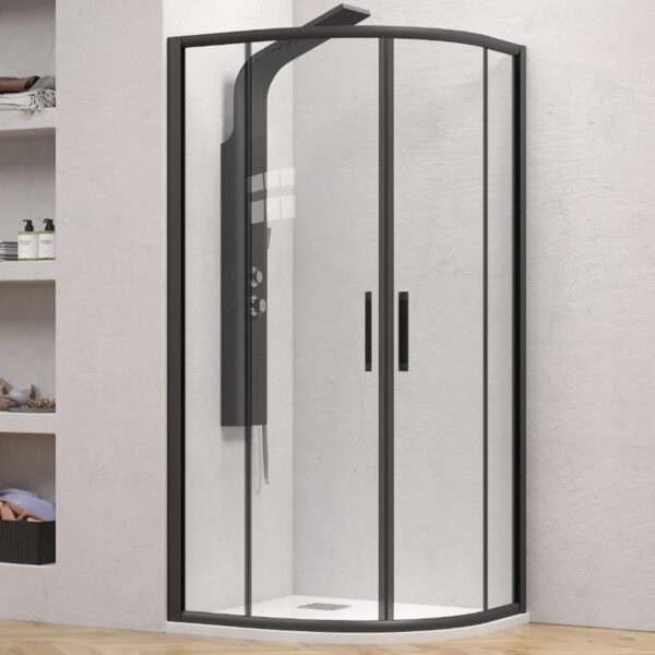 Kabinë dushi gjysmërrethore Nero Flora 200 80x80x190 me kristal transparent Nano 6 mm (S-1030)