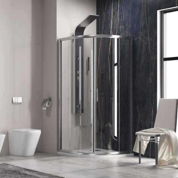 Flora 200 (Radius 500) 80x80x180 Kabinë dushi gjysmërrethore Cromo me kristal transparent (S-1030)