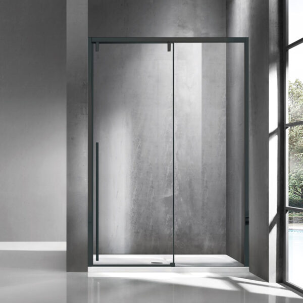 Kabinë dushi Santorini 400 Nero mur më mur me kristal transparent Nano 8 mm Kabinë dushi Santorini 400 Nero mur më mur me kristal transparent Nano 8 mm
