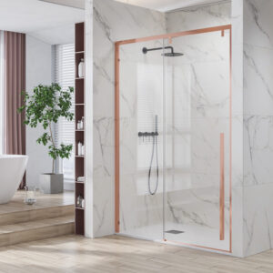 Kabinë dushi Santorini 400 Rose Gold mur më mur me kristal transparent Nano 8 mm