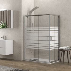 Kabinë dushi drejtkëndëshe N Flora 100 KSLP062 70x110x180 me kristal të serigrafizuar 5.5 mm