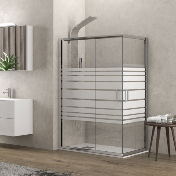 Kabinë dushi drejtkëndëshe N Flora 100 KSLP062 90x110x180 me kristal të serigrafizuar 5.5 mm