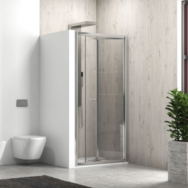 Kabinë dushi e palosshme mur më mur M/4/S 760/810x1900 Cromo me kristal transparent Nano 4 mm (S-1056