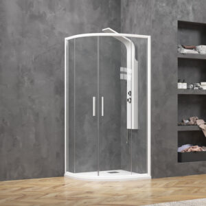 Kabinë dushi gjysmërrethore EFE 200 900x900x1900 Bianco Opaco me kristal transparent Nano 5 mm