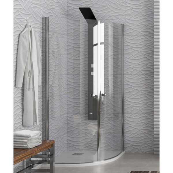 Kabinë dushi gjysmërrethore S/8 90x90x200 Cromo me kristal akulli Kabinë dushi gjysmërrethore S/8 90x90x200 Cromo me kristal akulli