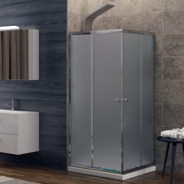 Kabinë dushi katrore Rieka 100 70x180 Cromo me kristal pëlhure KSLP167