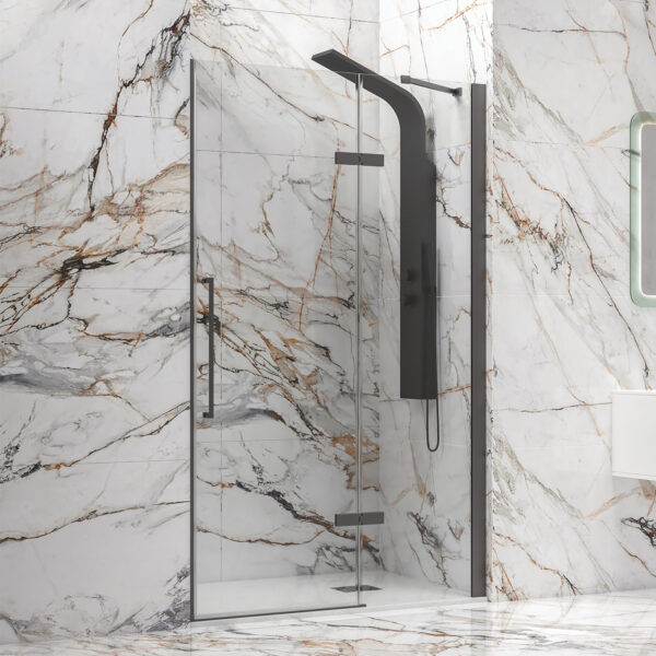 Kabinë dushi metalike mur më mur me kristal transparent Nano 8 mm Tinos 400 900x2000 Kabinë dushi metalike mur më mur me kristal transparent Nano 8 mm Tinos 400 900x2000