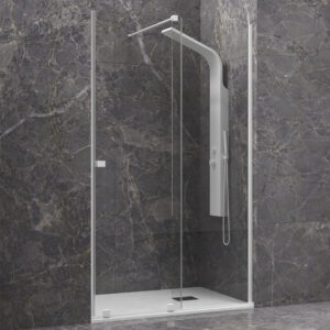 Kabinë dushi mur më mur Animus 400 140x200 Bianco me kristal transparent Nano 8 mm