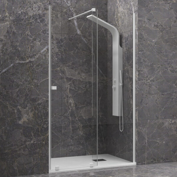 Kabinë dushi mur më mur Animus 400 150x200 Bianco me kristal transparent Nano 8 mm