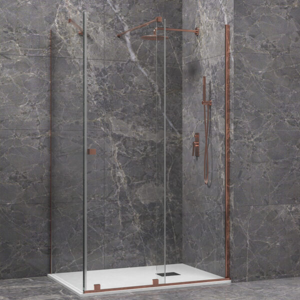 Kabinë dushi mur më mur Animus 400 180x200 Rose Gold me kristal transparent Nano 8 mm Kabinë dushi mur më mur Animus 400 180x200 Rose Gold me kristal transparent Nano 8 mm