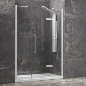 Kabinë dushi mur më mur Bianco Tinos 600 1800x2000 me kristal transparent Nano 8 mm (36 Fisso)