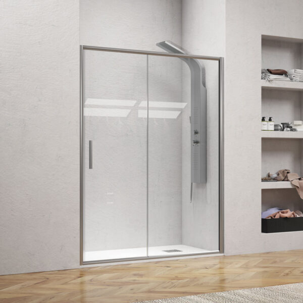 Kabinë dushi mur më mur Efe 400 1300x1900 Argento Opaco me kristal transparent 5 mm