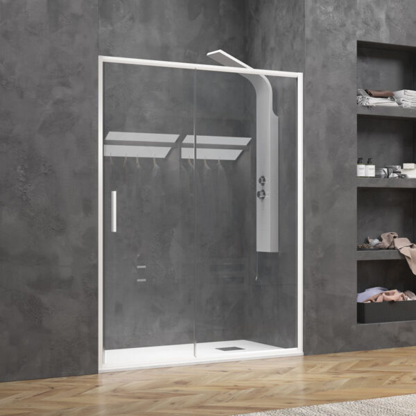 Kabinë dushi mur më mur Efe 400 1500x1900 Bianco Opaco me kristal transparent 5 mm Kabinë dushi mur më mur Efe 400 1500x1900 Bianco Opaco me kristal transparent 5 mm