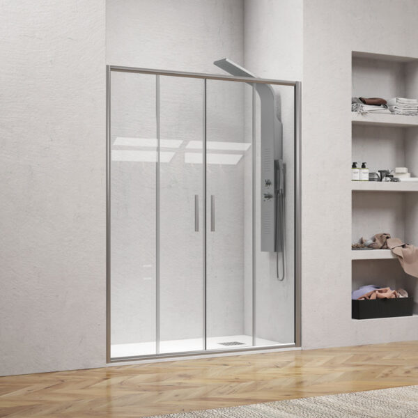 Kabinë dushi mur më mur Efe 600 1700x1900 Argento Opaco me kristal transparent Nano 5 mm (Set)