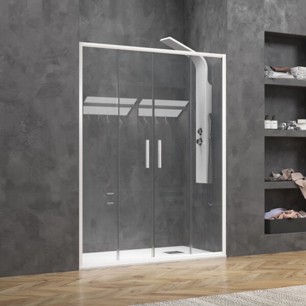 Kabinë dushi mur më mur Efe 600 2000x1900 Bianco Opaco me kristal transparent Nano 5 mm (Set)