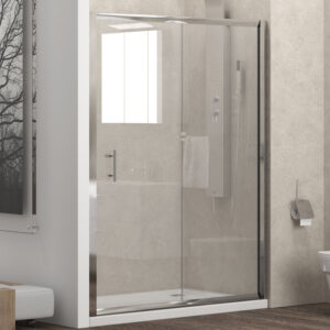 Kabinë dushi mur më mur Flora 500 S-10A 100x190 Cromo me kristal transparent Nano 6 mm