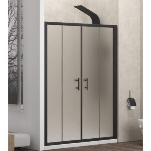 Kabinë dushi mur më mur Flora 600 S-10A 150x190 Nero me kristal akulli Nano 6 mm