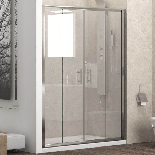 Kabinë dushi mur më mur Flora 600 S-10A 170x190 Cromo me kristal transparent Nano 6 mm