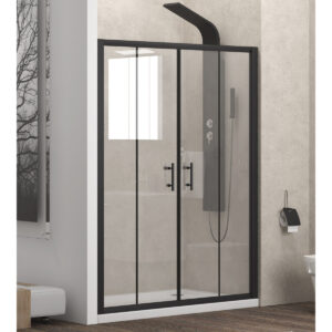 Kabinë dushi mur më mur Flora 600 S-10A 200x190 Nero me kristal transparent Nano 6 mm