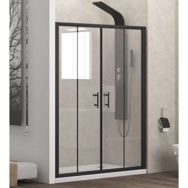 Kabinë dushi mur më mur Flora 600 S-10A 200x190 Nero me kristal transparent Nano 6 mm Kabinë dushi mur më mur Flora 600 S-10A 200x190 Nero me kristal transparent Nano 6 mm