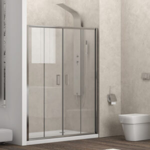 Kabinë dushi mur më mur Flora 600 e re 160x180 Cromo me kristal transparent 5.5 mm