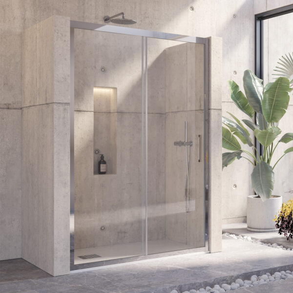 Kabinë dushi mur më mur Inox 400 Npe6121 1400x1900 Cromo me kristal transparent 8 mm