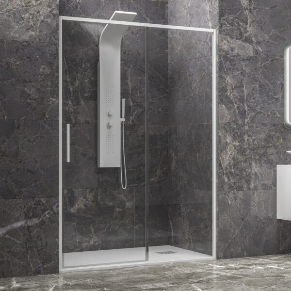 Kabinë dushi mur më mur Lea 400 Bianco me kristal transparent Nano 6 mm Kabinë dushi mur më mur Lea 400 Bianco me kristal transparent Nano 6 mm