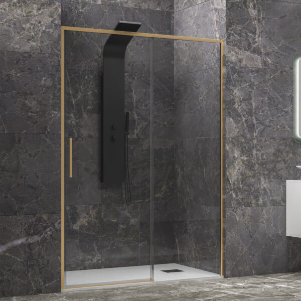 Kabinë dushi mur më mur Lea 400 OBT3810G 1100x2000 Oro me kristal transparent Nano 6 mm Kabinë dushi mur më mur Lea 400 OBT3810G 1100x2000 Oro me kristal transparent Nano 6 mm