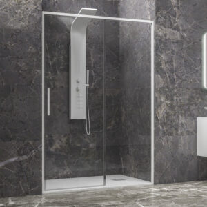 Kabinë dushi mur më mur Lea 400 OBT3810W 1500x2000 Bianco me kristal transparent Nano 6 mm