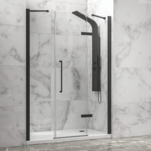 Kabinë dushi mur më mur Nero Tinos 600 1650x2000 me kristal transparent Nano 8 mm (31 Fisso)