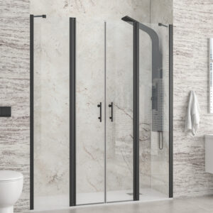 Kabinë dushi mur më mur Panex 700 1800x2000 Nero me kristal transparent 6 mm