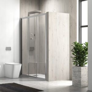 Kabinë dushi mur më mur Penta 300 1500x1900 Cromo me kristal akulli 4 mm (S-20A3)