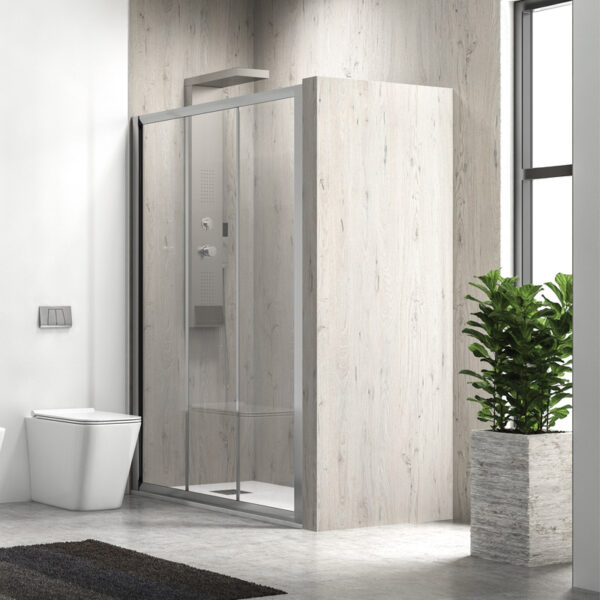 Kabinë dushi mur më mur Penta 300 1500x1900 Cromo me kristal akulli 4 mm (S-20A3)