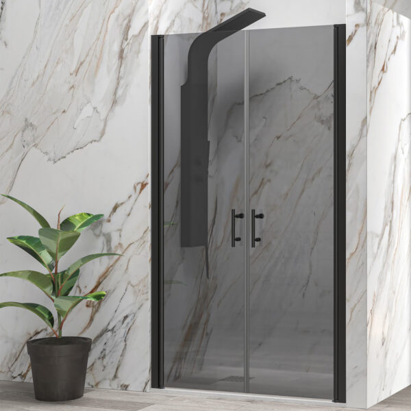 Kabinë dushi mur më mur S-28 Alto Sallon 1000-1050x2000 Nero me kristal tymi 6 mm (S-28A2-2)