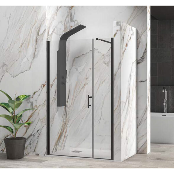 Kabinë dushi mur më mur S-5 Alto 1000x2000 Nero me sipërfaqe dushi transparente 6 mm (20 të qëndrueshme)