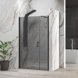 Kabinë dushi mur më mur S-5 Alto 1500x2000 Nero me kristal tymi 6 mm (80 Stabil)