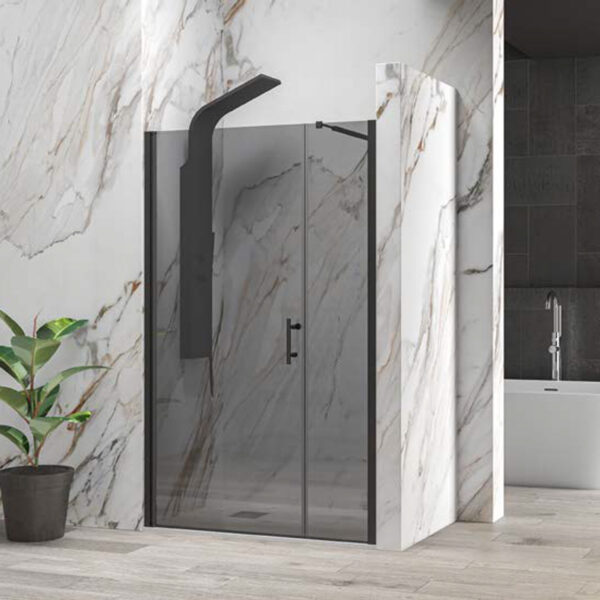 Kabinë dushi mur më mur S-5 Alto 1700x2000 Nero me kristal tymi 6 mm (90 Stabil)