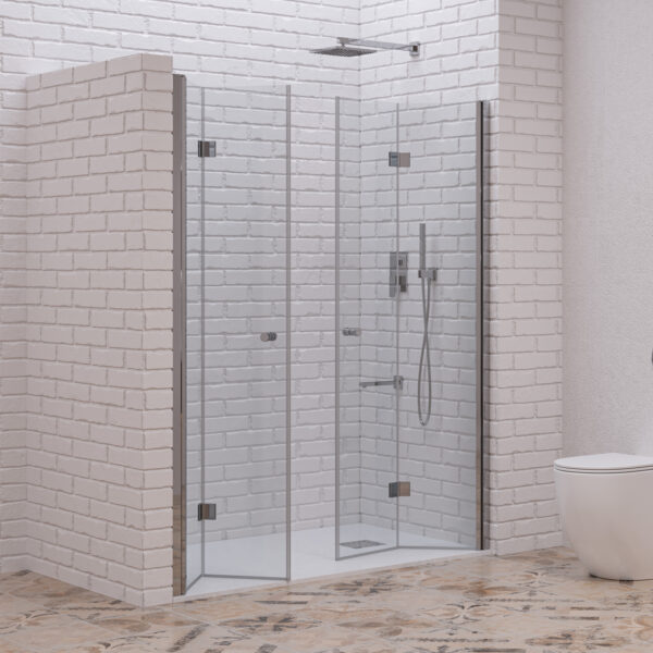 Kabinë dushi mur më mur S-7 DP 1300x2000 Cromo me kabinë dushi transparente Clear Nano 6 mm