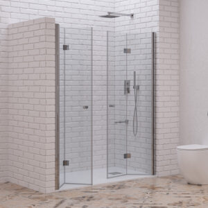 Kabinë dushi mur më mur S-7 DP 1500x2000 Cromo me kabinë dushi transparente Clear Nano 6 mm