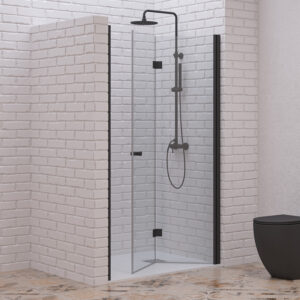 Kabinë dushi mur më mur S-7 Porta 600x2000 Nero me shtresë transparente Nano 6 mm